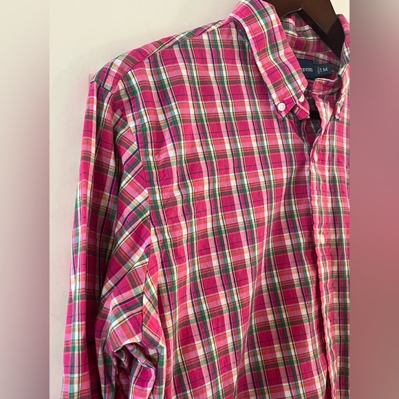Ralph Lauren Pink Plaid Long Sleeve Button Down Shirt Men’s Size Medium - Picture 2 of 16
